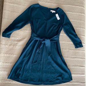 NWT dark teal pocketed flare dress